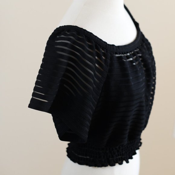 Tracy Reese Off-The-Shoulders Black Crop Top Size Small - Picture 5 of 13